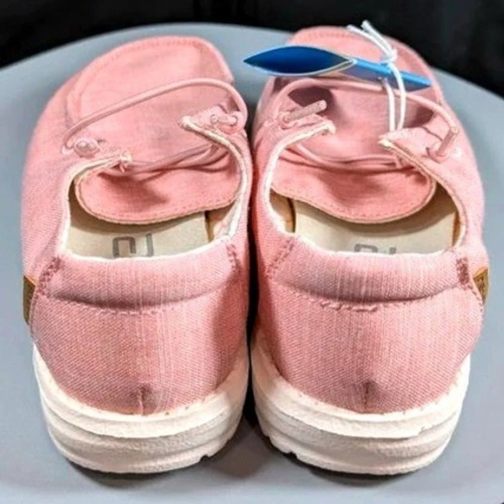 Hey Dude Wendy Youth Kids Size K11 Pink Linen Cotton Candy Slip On Loafers ~ NWT
